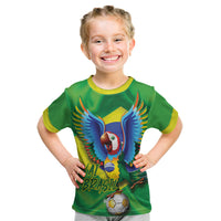 Vai Brasil Football Kid T Shirt 2026 Go Canarinho Macaw Parrot Flag Proud
