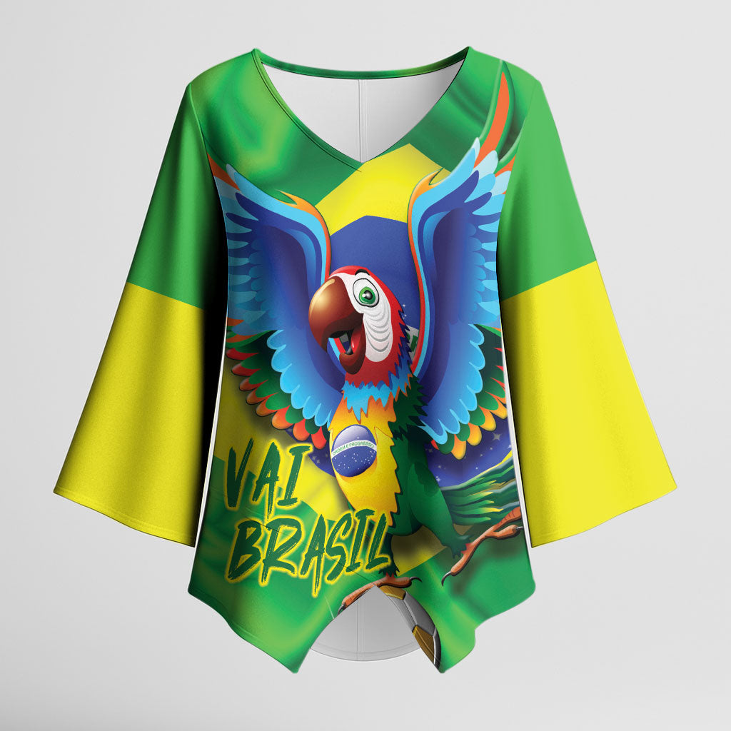 Vai Brasil Football Kimono Sleeve Blouse 2026 Go Canarinho Macaw Parrot Flag Proud