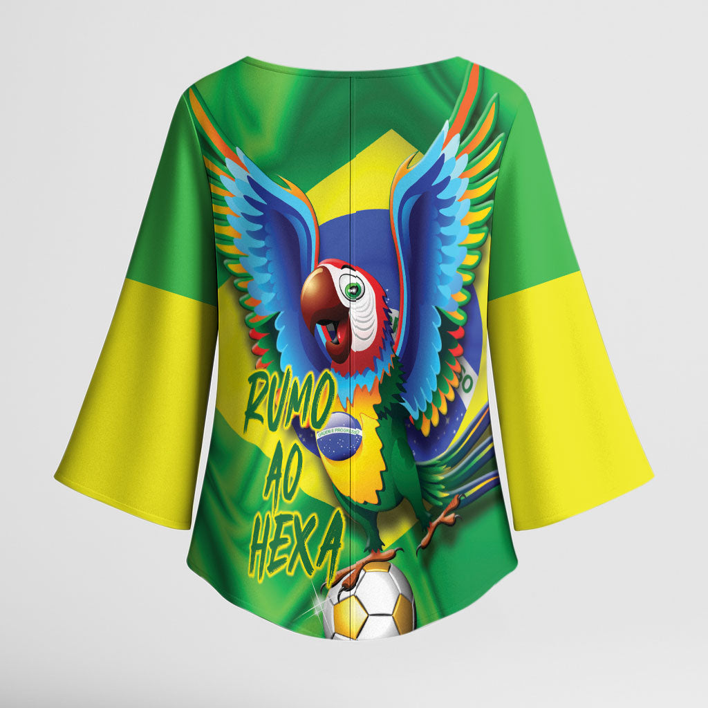 Vai Brasil Football Kimono Sleeve Blouse 2026 Go Canarinho Macaw Parrot Flag Proud