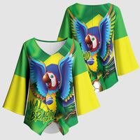 Vai Brasil Football Kimono Sleeve Blouse 2026 Go Canarinho Macaw Parrot Flag Proud