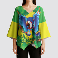 Vai Brasil Football Kimono Sleeve Blouse 2026 Go Canarinho Macaw Parrot Flag Proud