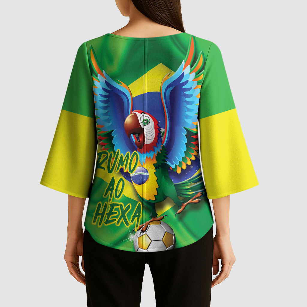 Vai Brasil Football Kimono Sleeve Blouse 2026 Go Canarinho Macaw Parrot Flag Proud