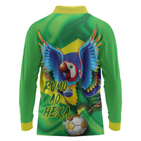 Vai Brasil Football Long Sleeve Polo Shirt 2026 Go Canarinho Macaw Parrot Flag Proud