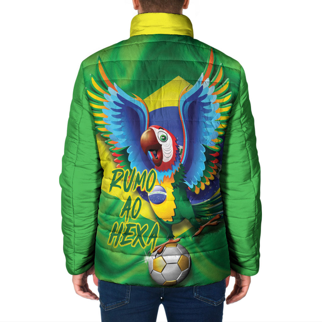 Vai Brasil Football Padded Jacket 2026 Go Canarinho Macaw Parrot Flag Proud