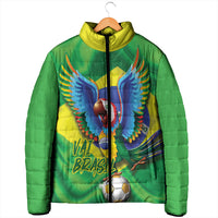 Vai Brasil Football Padded Jacket 2026 Go Canarinho Macaw Parrot Flag Proud