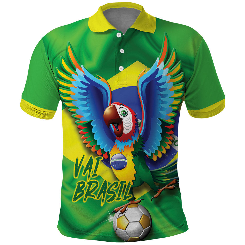 Vai Brasil Football Polo Shirt 2026 Go Canarinho Macaw Parrot Flag Proud