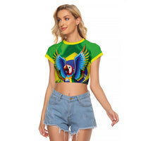 Vai Brasil Football Raglan Cropped T Shirt 2026 Go Canarinho Macaw Parrot Flag Proud