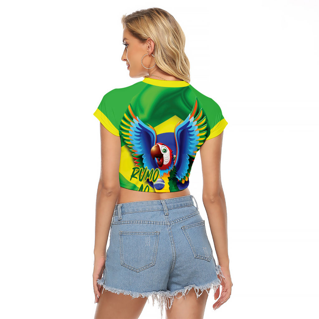 Vai Brasil Football Raglan Cropped T Shirt 2026 Go Canarinho Macaw Parrot Flag Proud