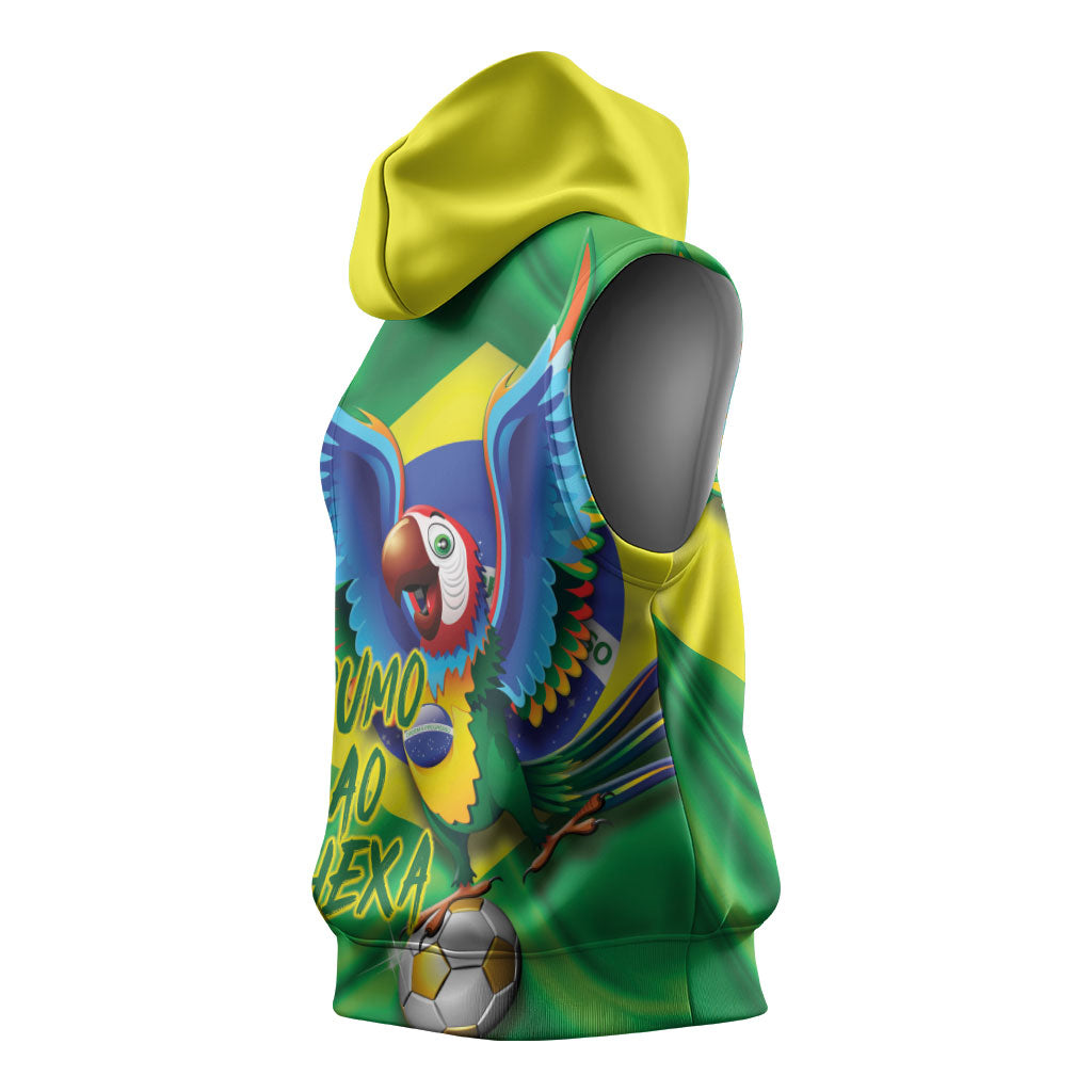 Vai Brasil Football Sleeveless Hoodie 2026 Go Canarinho Macaw Parrot Flag Proud