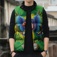 Vai Brasil Football Sleeveless Puffer Jacket 2026 Go Canarinho Macaw Parrot Flag Proud