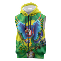 Vai Brasil Football Sleeveless Zip Hoodie 2026 Go Canarinho Macaw Parrot Flag Proud