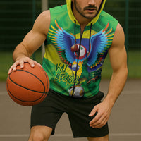 Vai Brasil Football Sleeveless Zip Hoodie 2026 Go Canarinho Macaw Parrot Flag Proud