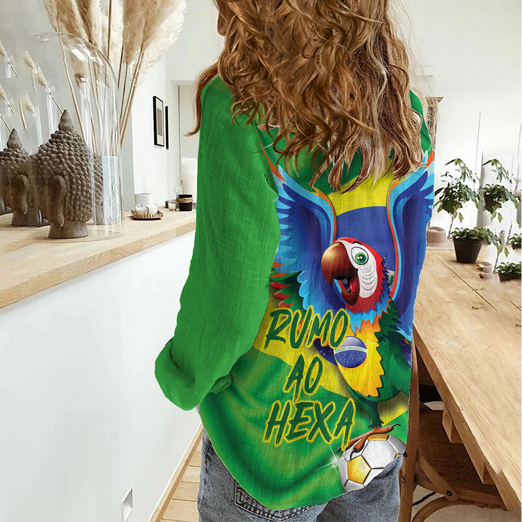 Vai Brasil Football Women Casual Shirt 2026 Go Canarinho Macaw Parrot Flag Proud
