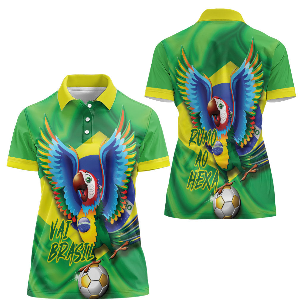 Vai Brasil Football Women Polo Shirt 2026 Go Canarinho Macaw Parrot Flag Proud