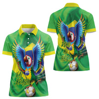 Vai Brasil Football Women Polo Shirt 2026 Go Canarinho Macaw Parrot Flag Proud