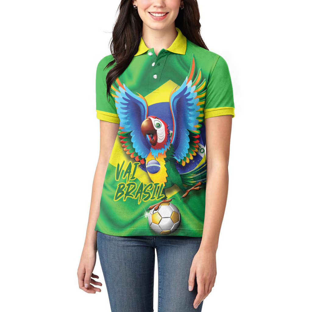 Vai Brasil Football Women Polo Shirt 2026 Go Canarinho Macaw Parrot Flag Proud