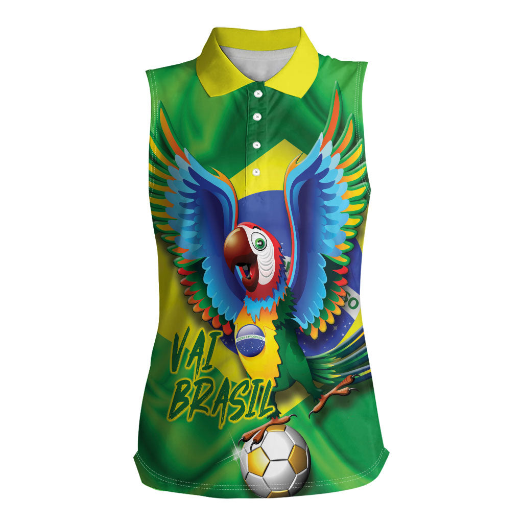 Vai Brasil Football Women Sleeveless Polo Shirt 2026 Go Canarinho Macaw Parrot Flag Proud