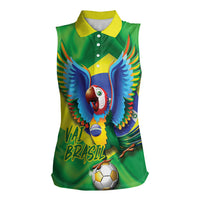 Vai Brasil Football Women Sleeveless Polo Shirt 2026 Go Canarinho Macaw Parrot Flag Proud