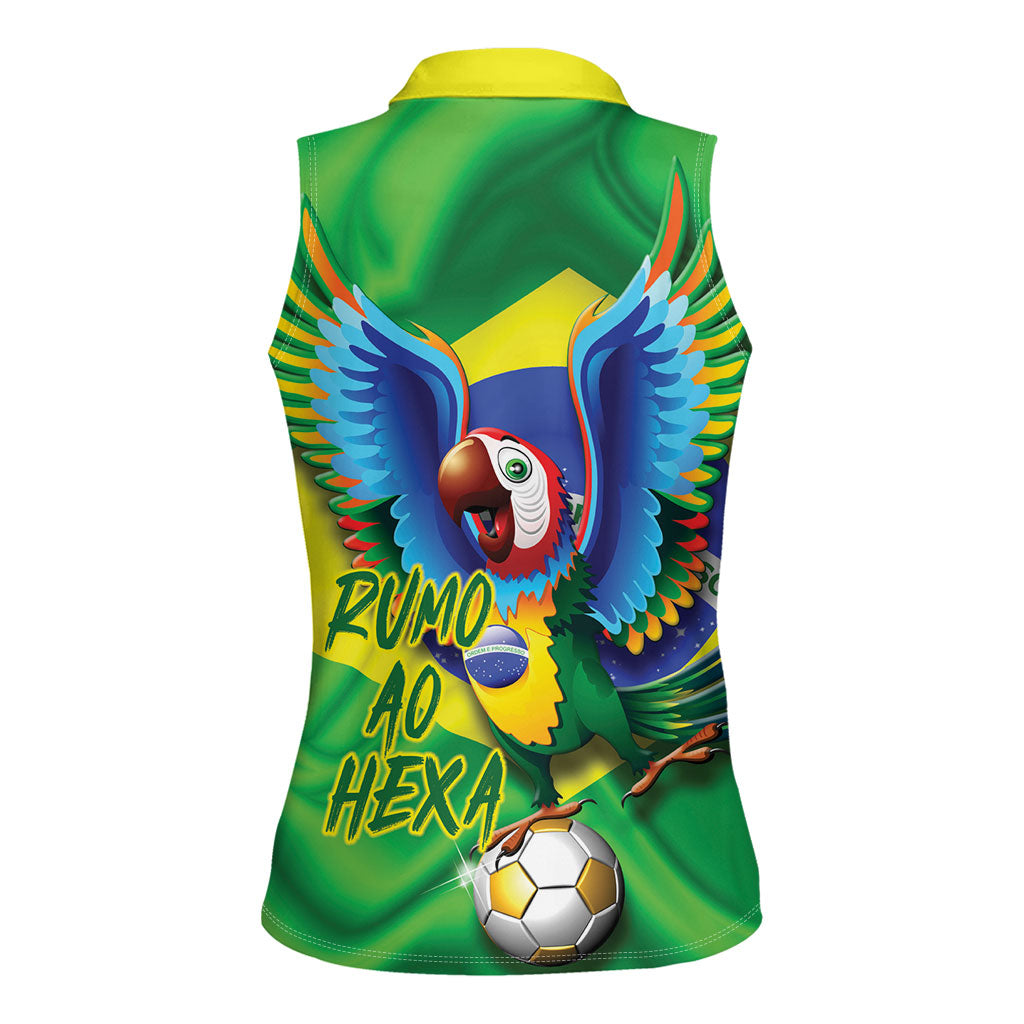 Vai Brasil Football Women Sleeveless Polo Shirt 2026 Go Canarinho Macaw Parrot Flag Proud