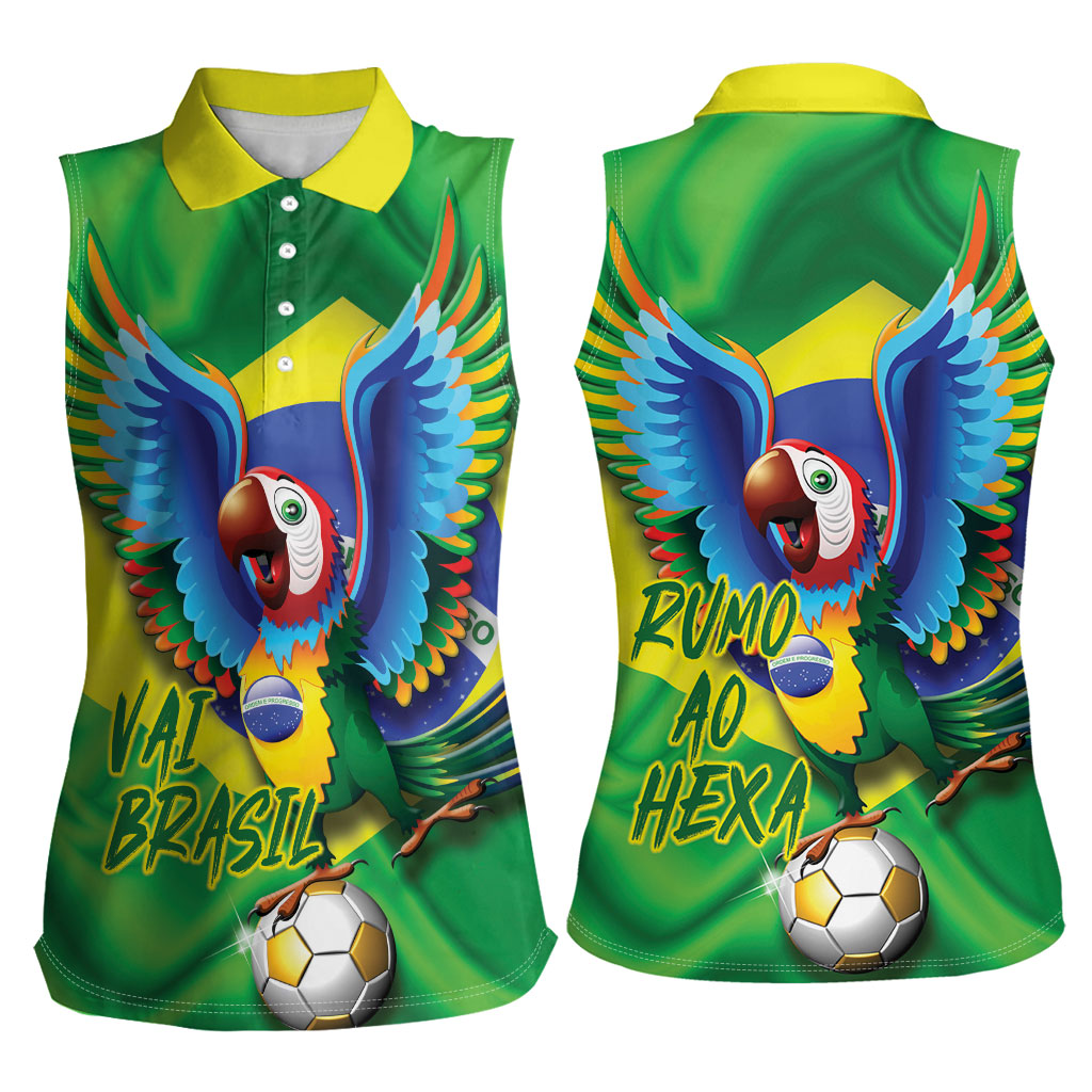 Vai Brasil Football Women Sleeveless Polo Shirt 2026 Go Canarinho Macaw Parrot Flag Proud
