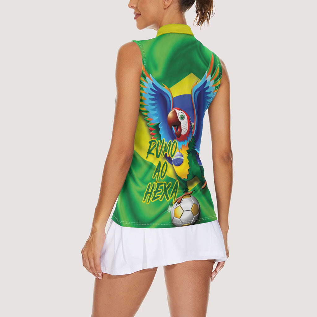 Vai Brasil Football Women Sleeveless Polo Shirt 2026 Go Canarinho Macaw Parrot Flag Proud