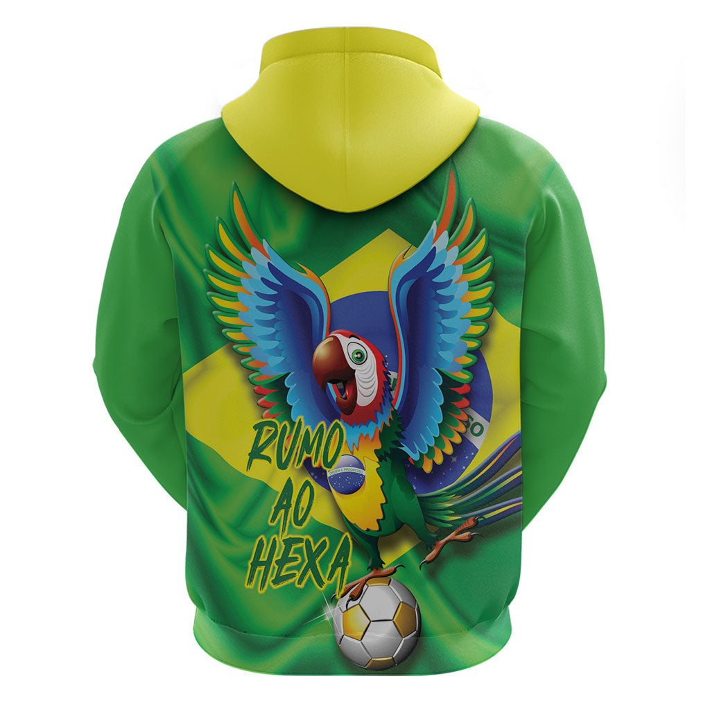 Vai Brasil Football Zip Hoodie 2026 Go Canarinho Macaw Parrot Flag Proud