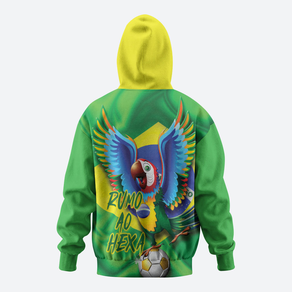 Vai Brasil Football Zip Hoodie 2026 Go Canarinho Macaw Parrot Flag Proud