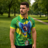 Vai Brasil Football Zipper Polo Shirt 2026 Go Canarinho Macaw Parrot Flag Proud