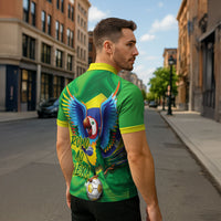 Vai Brasil Football Zipper Polo Shirt 2026 Go Canarinho Macaw Parrot Flag Proud