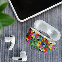 Macaw Parrot Brazil AirPods Case Maracas Seamless Tropical Flowers