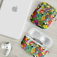 Macaw Parrot Brazil AirPods Case Maracas Seamless Tropical Flowers