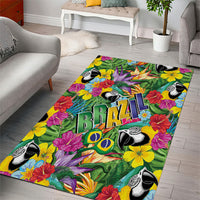 Macaw Parrot Brazil Area Rug Maracas Seamless Tropical Flowers