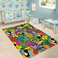 Macaw Parrot Brazil Area Rug Maracas Seamless Tropical Flowers
