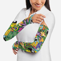 Macaw Parrot Brazil Arm Sleeves Maracas Seamless Tropical Flowers