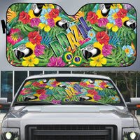 Macaw Parrot Brazil Auto Sun Shade Maracas Seamless Tropical Flowers