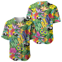 Macaw Parrot Brazil Baseball Jersey Maracas Seamless Tropical Flowers