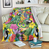 Macaw Parrot Brazil Blanket Maracas Seamless Tropical Flowers