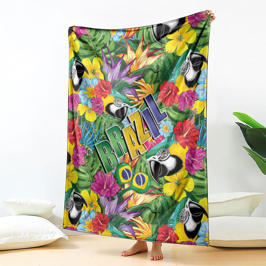 Macaw Parrot Brazil Blanket Maracas Seamless Tropical Flowers
