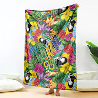 Macaw Parrot Brazil Blanket Maracas Seamless Tropical Flowers
