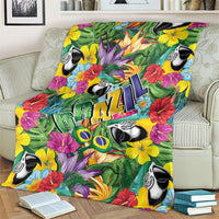 Macaw Parrot Brazil Blanket Maracas Seamless Tropical Flowers