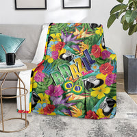 Macaw Parrot Brazil Blanket Maracas Seamless Tropical Flowers