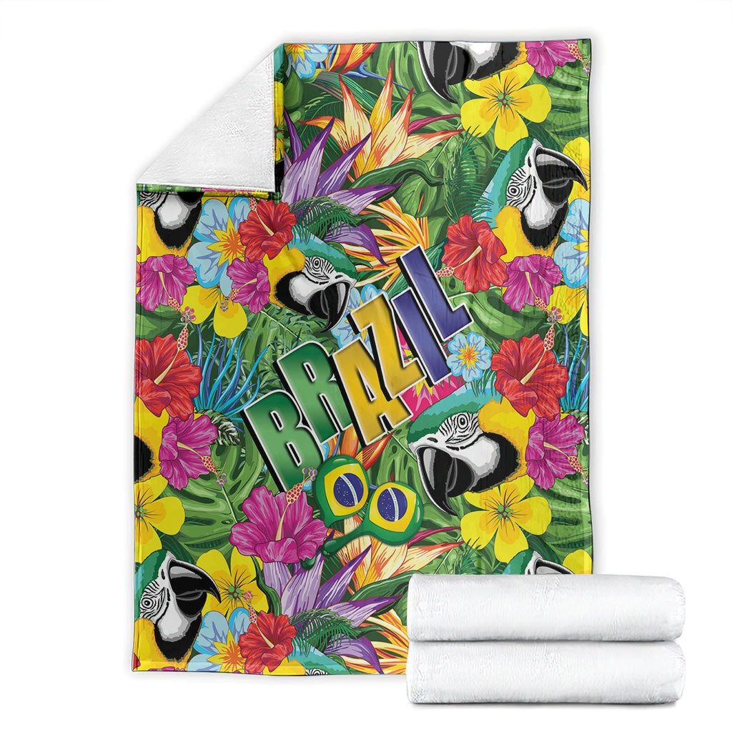 Macaw Parrot Brazil Blanket Maracas Seamless Tropical Flowers