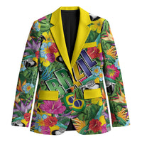 Macaw Parrot Brazil Blazer Maracas Seamless Tropical Flowers