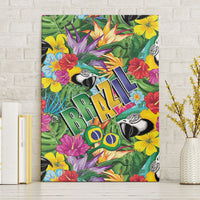Macaw Parrot Brazil Canvas Wall Art Maracas Seamless Tropical Flowers