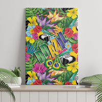 Macaw Parrot Brazil Canvas Wall Art Maracas Seamless Tropical Flowers