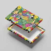 Macaw Parrot Brazil Canvas Wall Art Maracas Seamless Tropical Flowers