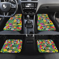 Macaw Parrot Brazil Car Mats Maracas Seamless Tropical Flowers
