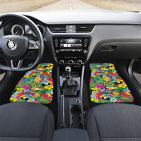 Macaw Parrot Brazil Car Mats Maracas Seamless Tropical Flowers