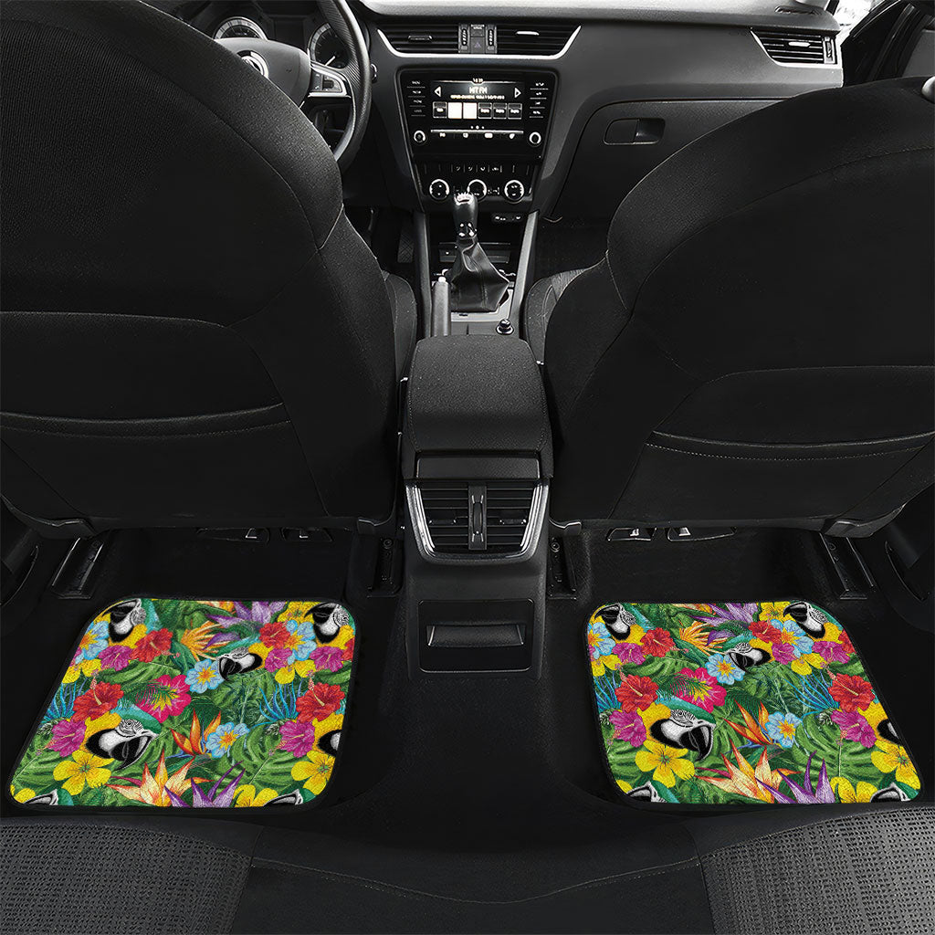 Macaw Parrot Brazil Car Mats Maracas Seamless Tropical Flowers