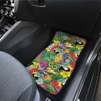 Macaw Parrot Brazil Car Mats Maracas Seamless Tropical Flowers